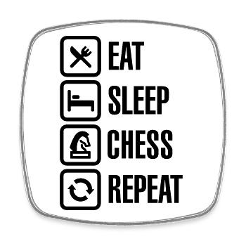 Eat Sleep Chess Repeat - Viereckiger Kühlschrankmagnet - Weiß - Vorne