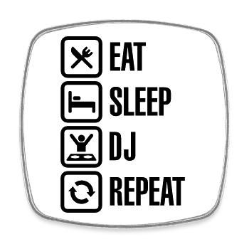 Eat Sleep DJ Repeat - Viereckiger Kühlschrankmagnet - Weiß - Vorne