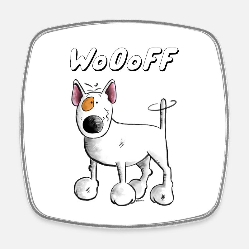 Wooff Bullterrier - Square fridge magnet - white