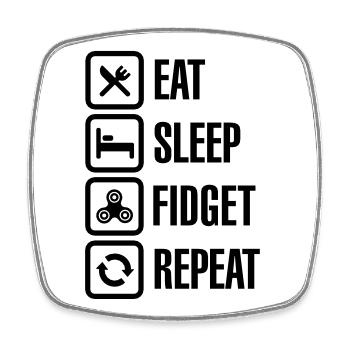 Eat Sleep Fidget Repeat - Fidget Spinner - Magnet carré - blanc - Devant