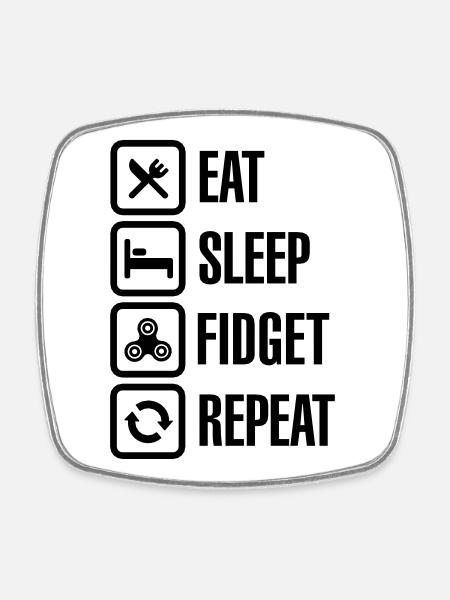Eat Sleep Fidget Repeat - Fidget Spinner - Square fridge magnet - white
