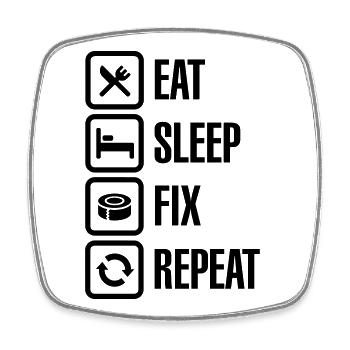 Eat Sleep Fix Repeat - Duct Tape - Viereckiger Kühlschrankmagnet - Weiß - Vorne