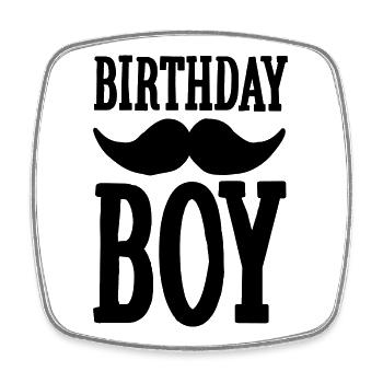 Birthday Boy Hipster - Square fridge magnet - white - Front