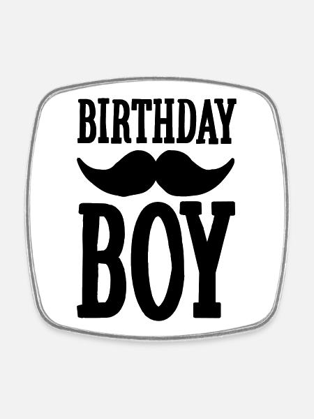Birthday Boy Hipster - Square fridge magnet - white