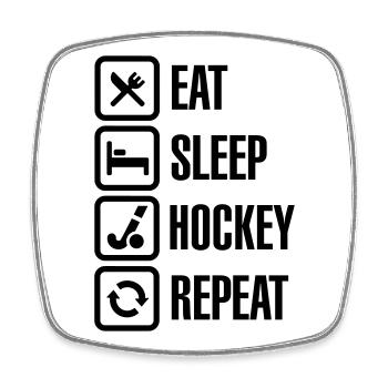 Eat Sleep Hockey Repeat - Square fridge magnet - white - Front