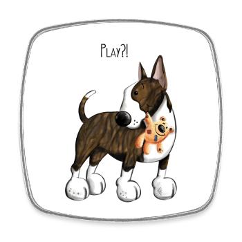 Mignon Bullterrier - Magnet carré - blanc - Devant