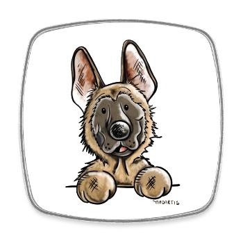 Happy Malinois Dog - Dogs - Square fridge magnet - white - Front