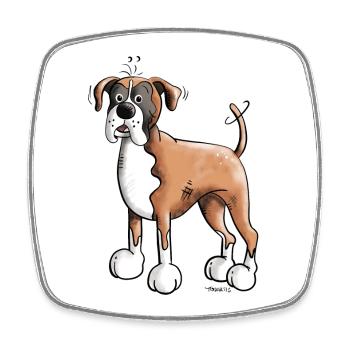 Lustiger Deutscher Boxer - Viereckiger Kühlschrankmagnet - Weiß - Vorne
