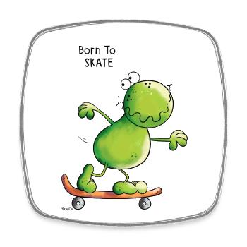 Born To Skate Frog - Frogs - Skateing - Skateboard - Square fridge magnet - white - Front