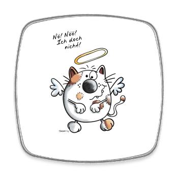 Er war's - Katze - Katzen - Engel - Comic - Viereckiger Kühlschrankmagnet - Weiß - Vorne
