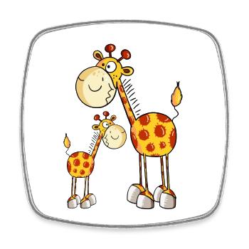 Mum and baby giraffe - Square fridge magnet - white - Front