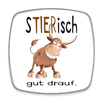 Tierisch gut drauf - Stier - Bulle - Comic - Fun - Viereckiger Kühlschrankmagnet - Weiß - Vorne
