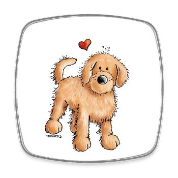 Doodle With Heart - Goldendoodle - Dog - Gift - Square fridge magnet - white - Front