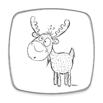 Lustiger Elch - Elche - Hirsch - Reh - Geschenk - Viereckiger Kühlschrankmagnet - Weiß - Vorne
