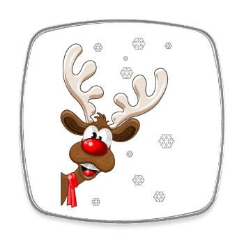 renne de noël rudolph - renne de noël - Magnet carré - blanc - Devant