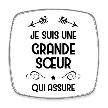 Grande Soeur Sœur Naissance Bébé Famille - Square fridge magnet - white - Front