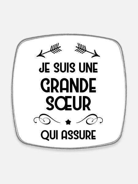 Grande Soeur Sœur Naissance Bébé Famille - Square fridge magnet - white