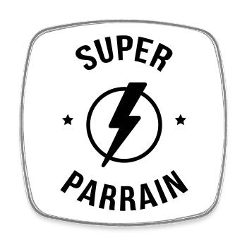 Oncle / Super Parrain / Tonton / Naissance / Bébé - Magnet carré - blanc - Devant