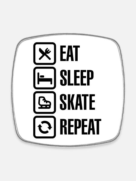 Eat sleep figure ice skate repeat - Magnet carré - blanc