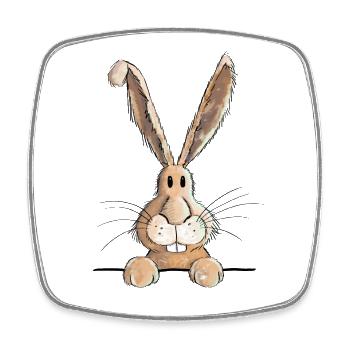Lustiger Hase - Viereckiger Kühlschrankmagnet - Weiß - Vorne