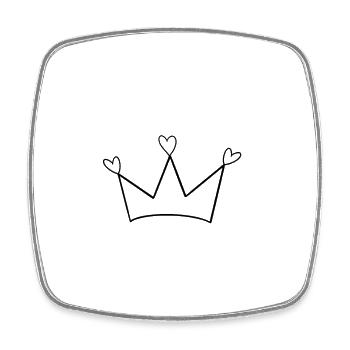 Couronne royale avec cœur – Déclaration d’amour - Magnet carré - blanc - Devant