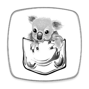 Koala pochette - Magnet carré - blanc - Devant