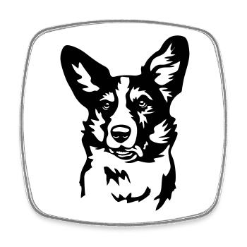 Welsh Corgi Kopf - Viereckiger Kühlschrankmagnet - Weiß - Vorne