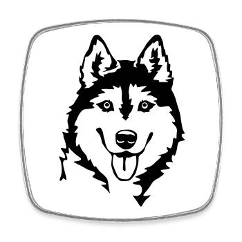Husky Kopf - Viereckiger Kühlschrankmagnet - Weiß - Vorne
