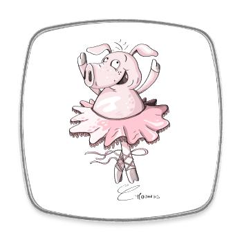 Ballet Pig I Prima Ballerina - Square fridge magnet - white - Front
