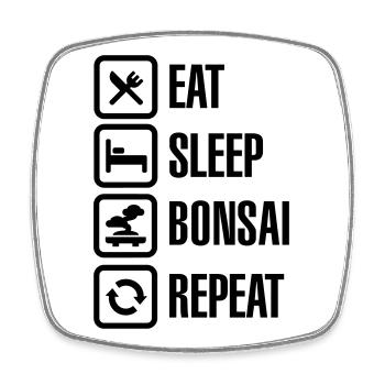 Eat Sleep Bosai Repeat Japanischer Baumschnitt - Viereckiger Kühlschrankmagnet - Weiß - Vorne