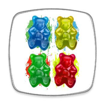 Gummy bears - Fruity - Candy - Sweet - Square fridge magnet - white - Front