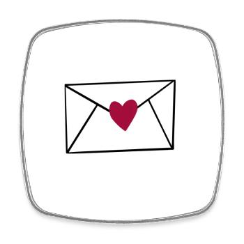 Red heart on black - Square fridge magnet - white - Front