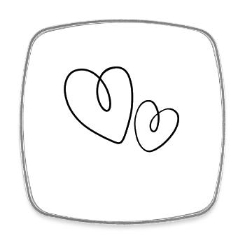 Double Hearts Line Art – Simple Love Motif - Square fridge magnet - white - Front