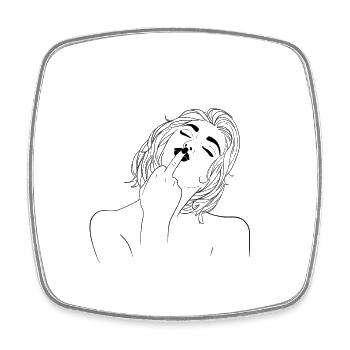 Mittelfinger Girl Line Art Provokantes Statement - Viereckiger Kühlschrankmagnet - Weiß - Vorne