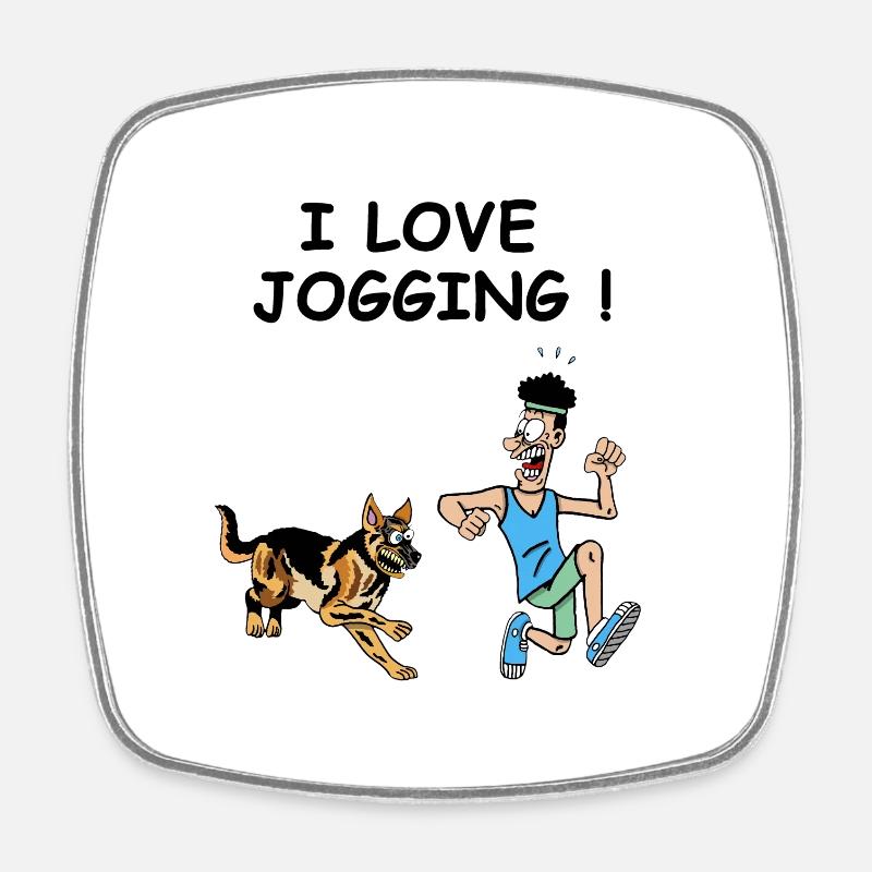 le jogger et le chien - Magnet carré - blanc