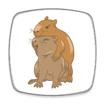 Umarmung von Capybara-Babys - Viereckiger Kühlschrankmagnet - Weiß - Vorne