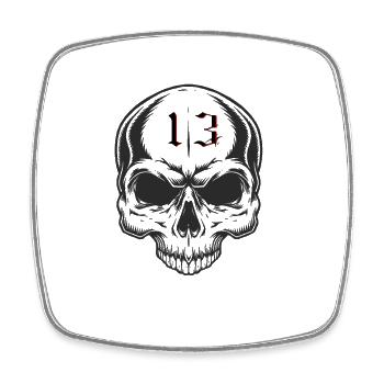 Lucky 13 Skull schwarz - Viereckiger Kühlschrankmagnet - Weiß - Vorne