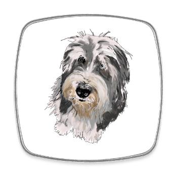 Bearded Collie - Viereckiger Kühlschrankmagnet - Weiß - Vorne