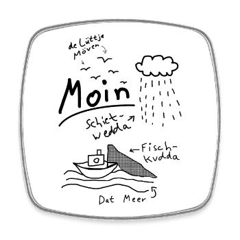 Moin Plattdeutsch Norddeutsch Meer Möwe Boot - Viereckiger Kühlschrankmagnet - Weiß - Vorne