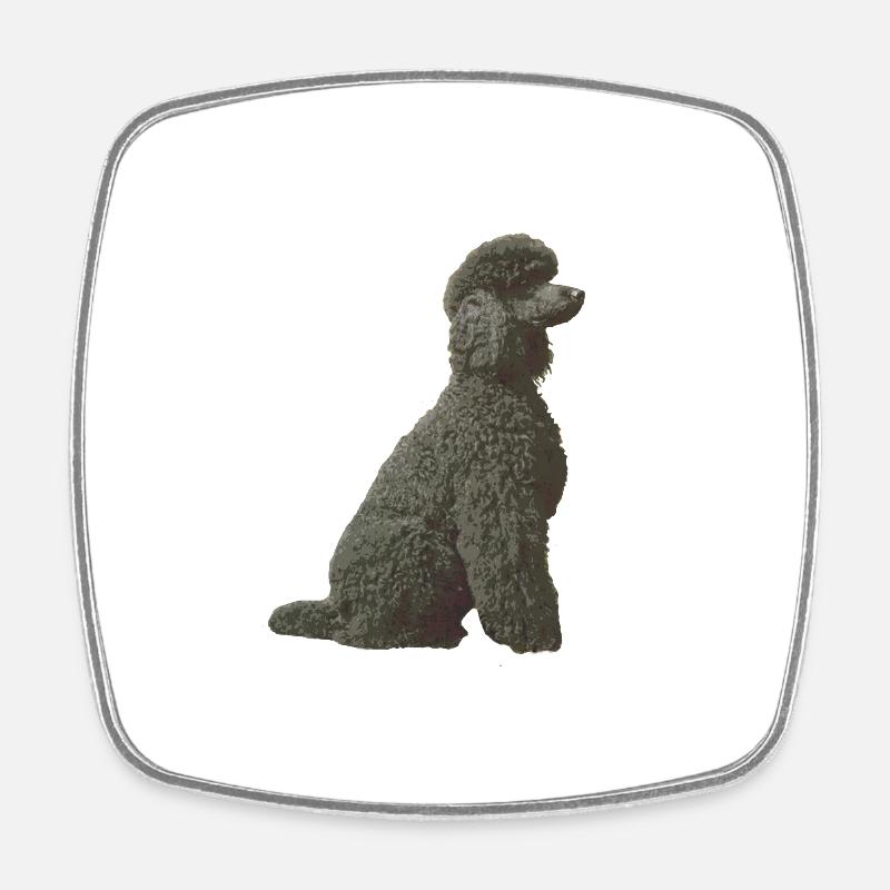 Caniche noir - Magnet carré - blanc