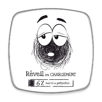 Réveil en chargement... merci de patientez ! - Magnet carré - blanc - Devant