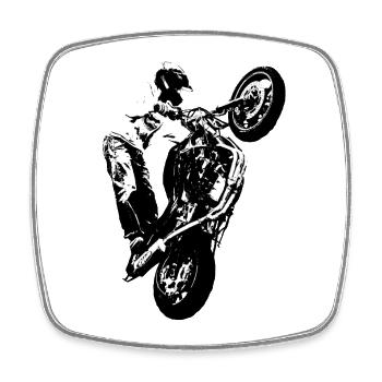 Motorbike Bike Stunt Cross Motocross Men - Square fridge magnet - white - Front