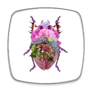 Scarabée de Fleurs Colorées - Square fridge magnet - white - Front
