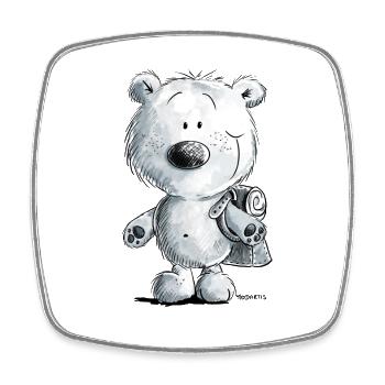 Schoolchild polar bear I schooling 1st class gift - Square fridge magnet - white - Front