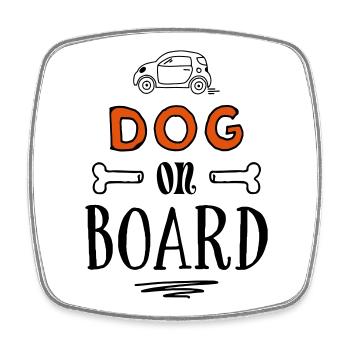 Chien à bord - dictons drôles de chiens - Magnet carré - blanc - Devant