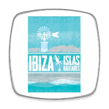 Ibiza mit Windmühle und Meeresblick - Viereckiger Kühlschrankmagnet - Weiß - Vorne