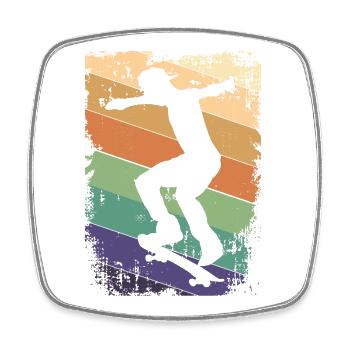 Skater Skateboard - Viereckiger Kühlschrankmagnet - Weiß - Vorne