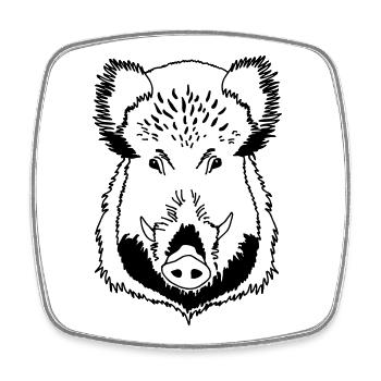 Wild boar head black and white - Square fridge magnet - white - Front