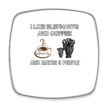 Elephants Coffee and 3 People - Square fridge magnet - white - Front