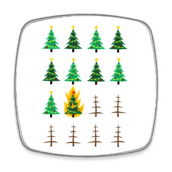 burning chrismas tree, Christmas, Christmas tree - Square fridge magnet - white - Front